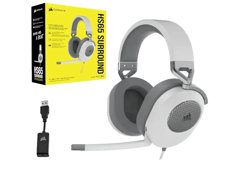 Corsair HS65 Surround gejmerske slušalice - bele